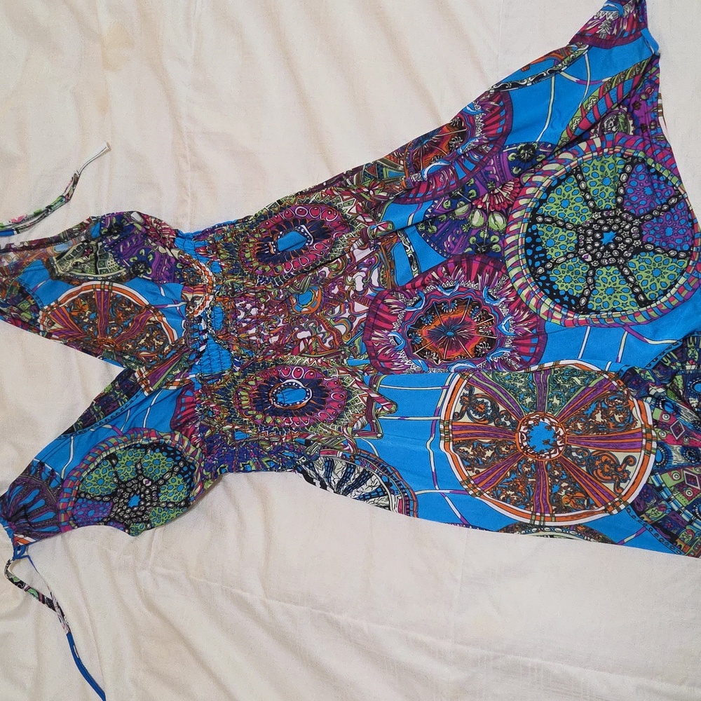 Multicolor Sleeveless V-Neck Dress